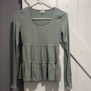 Love Fire Green Tiered Peplum Blouse